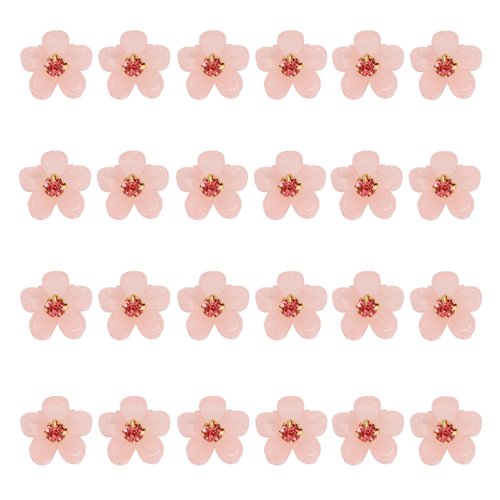 Atoden Mini Flower Hair Clips Pink Small Claw Clips for Thin Fine Hair 24Pcs Mini Jaw Clips Cute Tiny Floral Clips for Bangs Decorative Hair Accessories for Women Girls