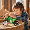 gogogomoto Small Dirt Bike Toy Green, 1:8 Scale Collector Die-Cast Motorcycle Ornaments with Foot Support, Christmas Unisex Gift