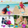 TSDATOWR Collapsible Beach Buckets for Kids, Foldable Sand Buckets and Shovels with Mesh Beach Bag, Silicone Beach Sand Pails for Beach Travel, Beach Toys Sand Toys for Kids & Toddlers (2 Buckets)