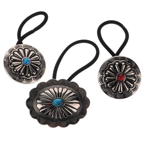 Metal Hair Ties Metal Hair Clips Turquoise Stone Ponytail Holder 3pcs Elastic s Vintage Hair Ropes Hair Bands for Women Girls Hair Accessories Thick Hair Ties Hair Ties for Girls