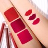 3 Colors Red Matte Liquid Lipstick Set, Burgundy Ruby Red Lip Gloss for Women, Vampy Halloween Makeup, High Impact Long Lasting Lip Stain Velvet Nonstick Cup Smudge Proof & Waterproof Lip Tint