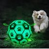 Glow in The Dark Dog Toy - Light Up Soccer Dog Ball, Interactive Pet Toy for Any Size - Indoor and Outdoor Use, Straps for Easy Grab (6 inch)
