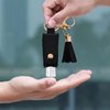 Pcmursal 3 Pack Small Hand Sanitizer Keychain Portable Leather Empty Bottles for Toiletry Shampoo Lotion Soap