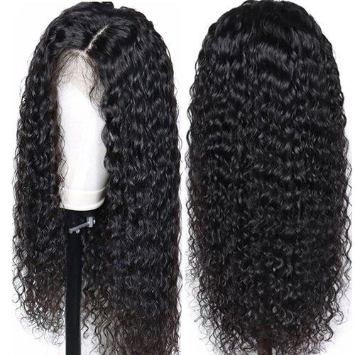 ESIWONHAIR Deep Wave Brazilian Virgin 13×4 Lace Front Wigs Human Hair Pre Plucked With Baby Hair Glueless Deep Wave 13x4 Lace Frontal Wig for Black Women (18Inch, Natural Color)