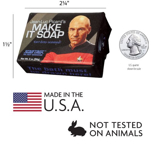 The Unemployed Philosophers Guild Star Trek Jean Luc Picard Make it Soap! - Made in the USA, 2oz (56g) Travel Size Guest Bar Soap