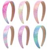 Santoddle Headbands for Girls 6Pcs Sparkly Baby Headband Glitter Hairbands Colorful Head Bands for Girls Party Favors