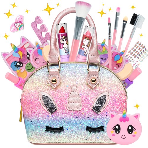 Kids Makeup Kit for Girl - Kids Makeup Kit Toys for Girls Washable Make Up for Little Girls, Child Play Real Makeup Set, Non Toxic Toddlers Pretend Cosmetic Kits, Age 4-12 Year Old Children Gift