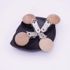 Sutoyuen 10Pcs 30mm (1.18") Natural Wood Pacifier Holder Round Beech Metal Teether Wooden Teething Beads Suspender Clips DIY Pacifier Accessories
