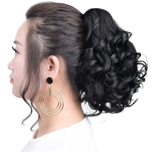 SYXLCYGG Black Ponytail Hair Clip Claw Pony Tails Extension Wavy 10" 3.5 OZ Synthetic Like Real Fake Hair piece Women Yaki Easy To Use Fluffy¬ Tangled