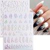8 Sheets Butterfly Nail Art Stickers 3D Self Adhesive Nail Art Design Heart Laser Nail Sticker Holographic Glitter Butterfly Flame Laser Silver Flowers Nail Decals for Women Girls DIY Manicure Tips