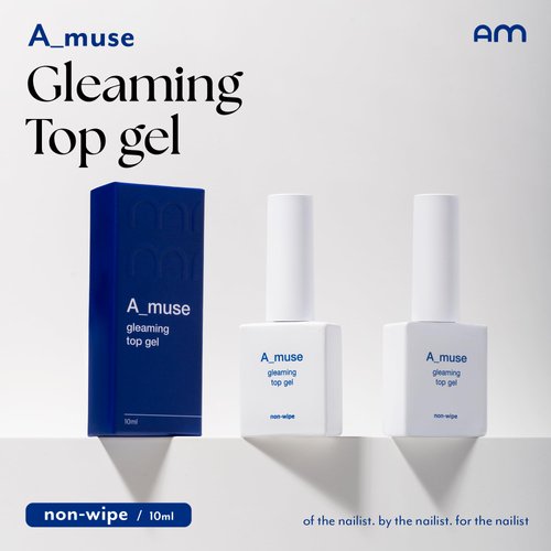 A_muse Gleaming Top Coat Gel 10ml Non Wipe Professional Ultra Shiny Finish Light Cure High Gloss Soak Off Gel Nail Polish Clear