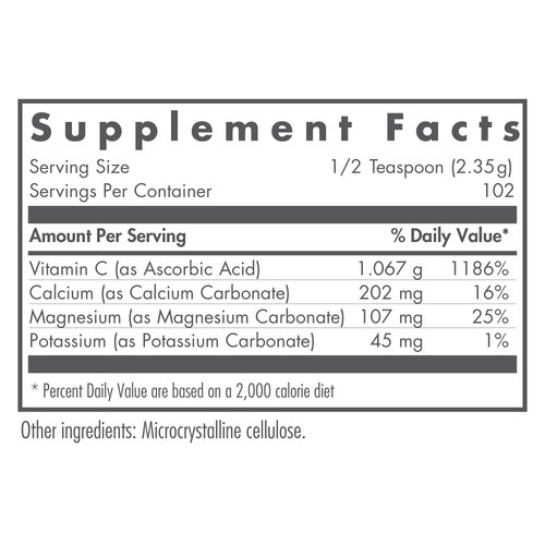 Nutricology Buffered Vitamin C Powder - Calcium, Magnesium, Potassium, Ascorbic Acid, Bowel Tolerance, High-Purity, High Dose, Calcium Carbonate - 8.5 Oz