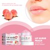 Lip Scrub, Lip Scrubs Exfoliator and Moisturizer with Lip Brush, Natural Gentle Lip Treatment, Peach Sugar Lip Scrub for Dry, Cracked and Dark Lips