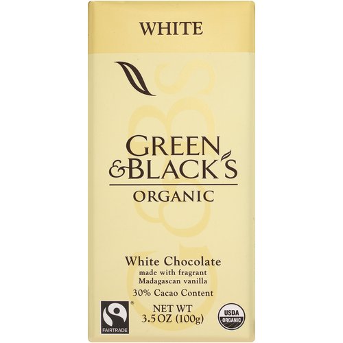 Green & Black's Organic White Chocolate with Vanilla, 30% Cacao, 3.5 Ounce Bars (Pack of 10)