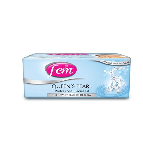Fem Professional Queen's Pearl Facial Kit - 310g | For Pearl White Glow | Instant & Long Lasting Radiance | Deep Cleansing | Professional Spa Like Experience | 5 Unique Step Complete Solution Kit