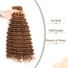 Fabimiya Braiding Human Hair Dark Brown 100g 16 Inch Auburn Brown Color 30 Deep Water Wave Bulk Human Hair for Braiding No Weft Brazilian Virgin Curly Human Hair Extensions for Boho Braids