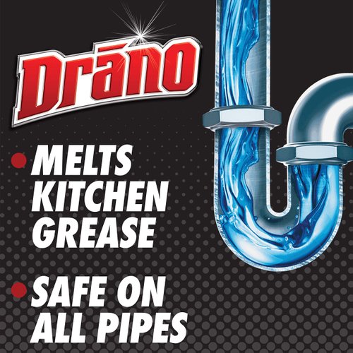 Drano Kitchen Granules Drain Clog Remover and Cleaner, Unclogs blockage from Grease or Cooking Oil, 17.6 oz