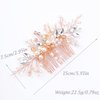 Kercisbeauty Wedding Bridal Bridesmaids Flower Girl Crystal and Pearl Side Hair Comb Slide Headpiece Long Curly Bun Hair Accessories for Prom (Rose Gold)