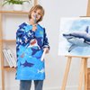 WERNNSAI Art Smocks for Kids - Shark Toddler Smock for Painting Boys Art Smock Kids Artist Apron Smock Waterproof for Kids Painting Apron with Long Sleeve Pocket Toddler Blue Craft Art Apron Age 4-8