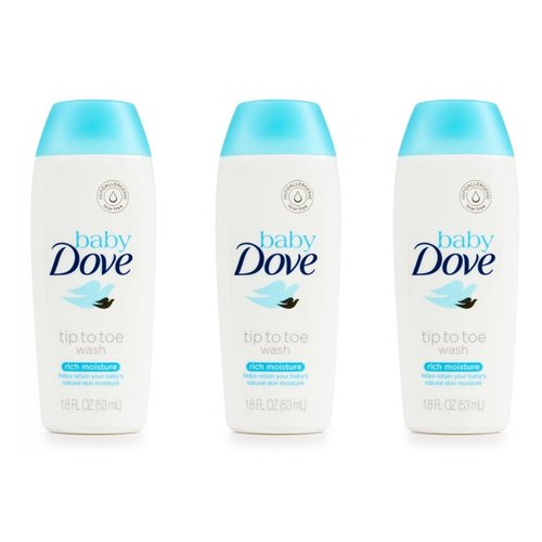 Baby Dove Body Wash Tip To Toe Sensitive Moisture 1.8 Oz Travel Size (Pack Of 3)