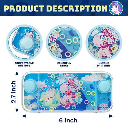 Chalyna 4 Pcs Handheld Water Games Water Ring Toys Multi Color Ring Toss Game Without Water Road Trip Toys Birthday Gift for Kids Party Favors Bag Fillers Pastime(Cartoon Style)