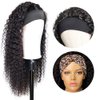 Deep Wave Headband Wigs Human Hair for Black Women 150% Density Brazilian Virgin Human Hair None Lace Front Wigs Machine Made Wigs Glueless Deep Curly Headband Human Hair Wig (16 Inch)