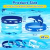 JUNEBRUSHS Shark Party Favors, 42pcs Ocean Sea Life Shark Silicone Bracelets Rubber Wristbands for Baby Shower Under The Sea Themed Kids Birthday Party Gift Decorations Supplies