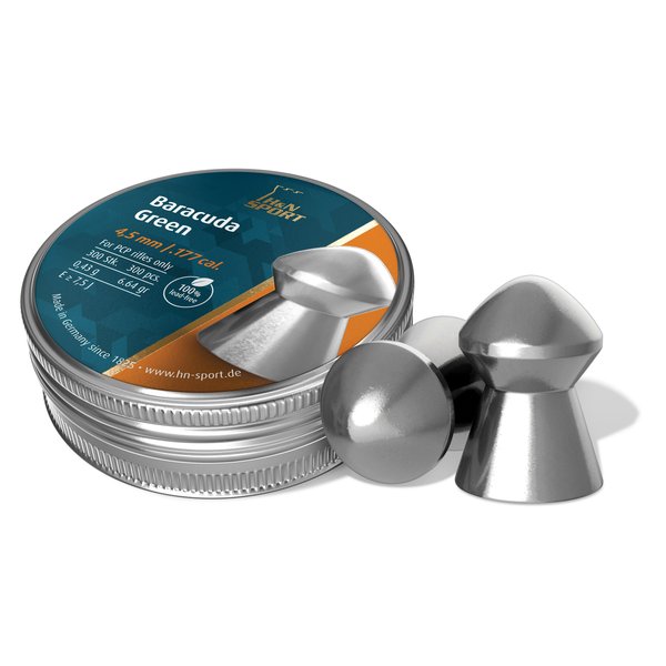 H&N Sport H&N Baracuda Green Lead-Free Domed Airgun Pellets .177-Caliber / 6.48 Grains (300 Count)