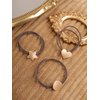 HAQUIL 3PCS Brown Heart Charms Hair Ties, Elastic Star Rubber Bands, Round Hair Holders, Hair Ropes, Accessories for Women