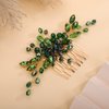 Rumtock Green Rhinestones Beads Gold Hair Comb Side Headpiece for Wedding Brides Women Girls Handmade Hair Accessories (Green)