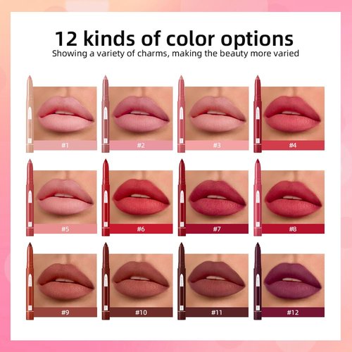 Fovcos 2-in-1 Lip Crayon, lip liner, Lip Liner Pencil, Slim Lip Pencil, Beauty Lip Gloss, Super Professional Tip Matte Lipstick (#9)