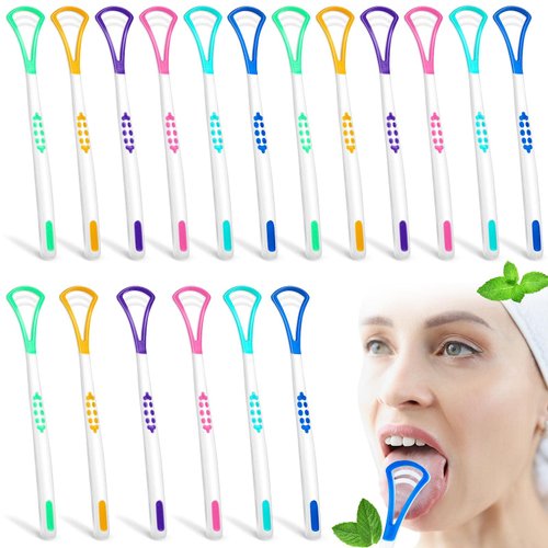 18 Pcs Tongue Scraper for Adults, Tongue Scraper Cleaner, Colorful Tongue Cleaner, Oral Care Scrapers Kits Plastic Tongue Brush for Reducing Bad Breath Adults Kids Healthy Oral Care Tools Easy to Use