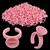 Eyelash Glue Rings, [300PCS] Lash Glue Holder Pallet for Lash Extension, 2 Slot Pink Glue Cup, Lash Rings, Plastic Makeup Rings for Nail Art, Lash Tech Tools, Lash Extension Supplies