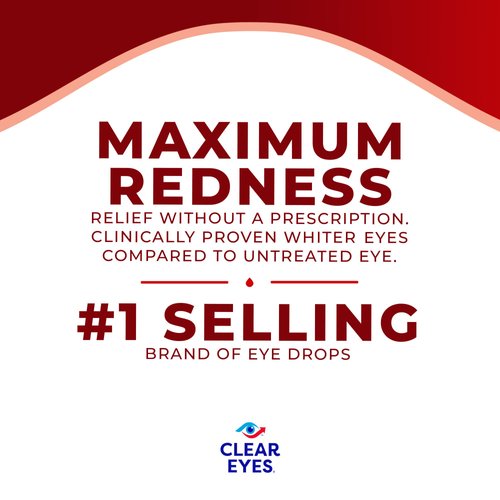 Clear Eyes Maximum Redness Eye Relief Eye Drops, 0.5 Fl Oz, Pack of 3