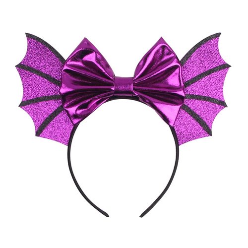 ZCYYYS Halloween Bat Wing Headband with Bow Halloween Bat Hair Band Hair Accessories WJR28 (Purple Bow)