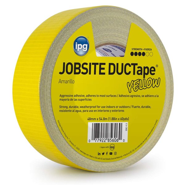 IPG JobSite DUCTape, Colored Duct Tape, 1.88" x 60 yd, Yellow (Single Roll)