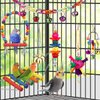 Bird Toys for Conures with Colorful Ladder Hammock Bird Cage Accerious Bird Perch Stand Chewing Toys Hanging Bell for Parrot Parakeet Cockatiel Lovebirds