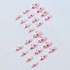 24Pcs Pink French Tip Press on Nails Short Almond Fake Nails Cute Strawberry Glue on Nails Nude Pink Acrylic Nails Full Cover Stick on Nails Spring False Nails for Women Girls Manicure Decoration