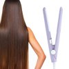 Ceramic Mini Hair Curler Straightener Flat Iron for Short Small Curling Tiny Irons Travel Size Bangs 2 in 1 Straightener Tourmaline Plate Beauty Heating Heats Up Fast (Purple)