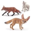 3PCS Desert Fox Figure Wolf Figurine Set Forest Woodland Animal Figurines Toys Set Plastic Animals Figure Gift for Kids Birthday 3 4 5 6 Year Old