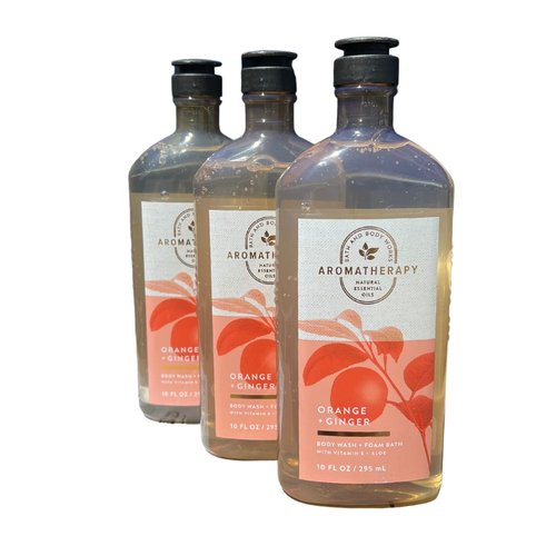 Bath & Body Works Aromatherapy Energy - Orange and Ginger Body Wash & Foam Bath, 10 Fl Oz, 3-Pack