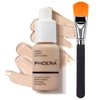 Glamza Phoera Foundation Set with Makeup Brush - Matte Cream Foundation Kit with 102 (Nude) Shade & Applicator - Full Coverage Concealer - 24hr Oil Control - 30ml