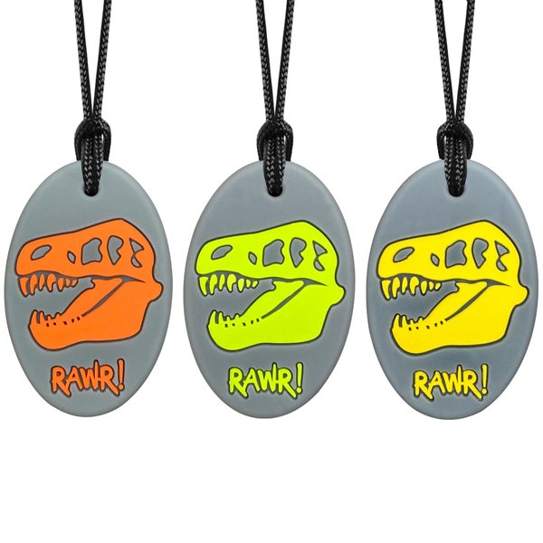 Xtra Tough (XT) Dino Sensory Chew Necklace for Kids, Boys or Girls - Chewing Necklace Teething Necklace Teether Necklace Chew Toys - Teething Toys Designed for Autism Aggressive Chewers