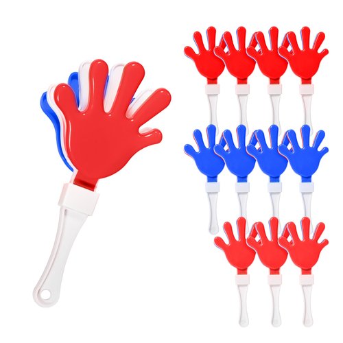 Windy City Novelties 12-Pack 7" Inch Mini Hand Clappers Noisemakers in Bulk (Red/White/Blue)