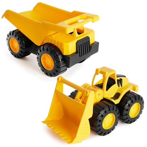 Boley 2-Pack 10-Inch Sand Construction Vehicle Toy Set – Realistic Bulldozer and Dump Truck, Durable Outdoor Play Set for Kids, Imaginative Adventure, Safe and Non-Toxic, for Children