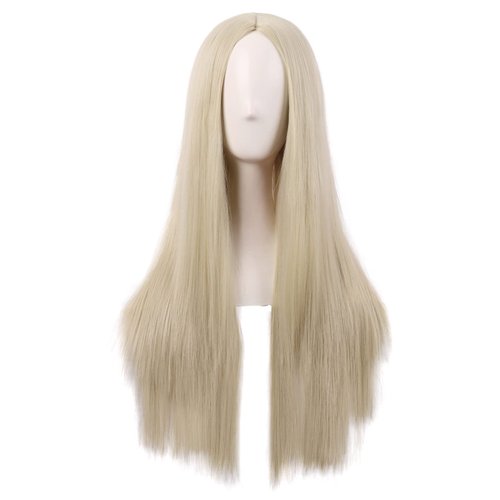 MapofBeauty Women Special Natural Long Straight Side Bangs Wig (Blonde#1)