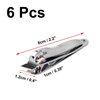 uxcell 6 PCS Sharp Nail Clippers Set, Metal Slanted Edge Toenail Clippers, Silver Tone Fingernail Clipper, Manicure Tool Pedicure Nail Clipper Cutter for Men Women Nail Cleaner