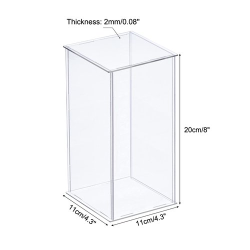 MECCANIXITY Acrylic Display Case Plastic Box Clear Assemble Dustproof Showcase 4.3x4.3x8 Inch for Collectibles Items