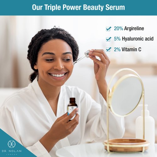 Dr Nolan Argireline Serum – 20% Argireline with 5% Hyaluronic Acid, Vitamin C Serum – Anti-Aging Serum for Radiant Skin – Anti-Wrinkle Peptides for Face, Neck & Hands