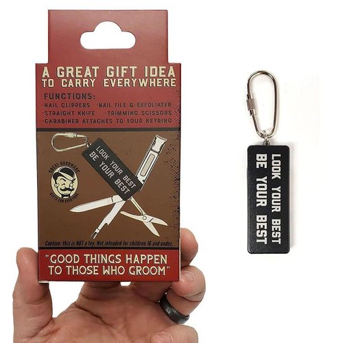 Trixie & Milo The Dapper Gent - Pocket Manicure Tool, Nail Clippers, Nail File & Exfoliator, Mini Straight Blade, Trimming Scissors, Unique Gifts for Men